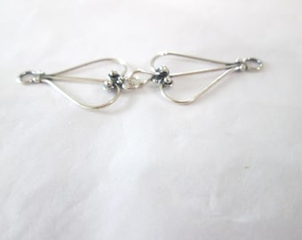 Sterling Silver Clasp Set ~ 52 mm ~ Artisan ~ Hand Crafted Silver ~ Beautiful Bracelet Clasps ~ ROMANTIC HEART DESIGN  Jewelry Supplies