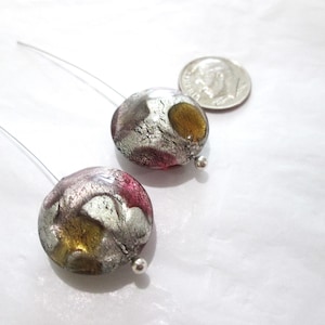 2 ~ Murano Lampwork Beads ~ 20 mm ~ Lentils ~ Art Glass Beads ~ Earring Beads ~ White Gold ~ Black ~ Silver~ Hot Pink ~ AWESOME !!