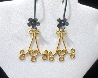 Chandelier Earring Findings ~ 24 Karat Yellow Gold Over Sterling Silver ~ Gorgeous Design ~ 21 mm