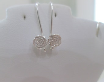 Gorgeous Ear Wires ~ Floral Design ~ Sterling Silver Earwires ~ Large 25 mm ~ Earring Findings ~ ROMANTIC ROSES !!