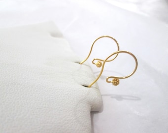 GOLD DUST !! Vermeil Gold French Style Ear Wires ~ One Pair ~ 24 Karat Gold Over Sterling Silver Ear Wires ~ Gold Ear Wires ~ 24 MM