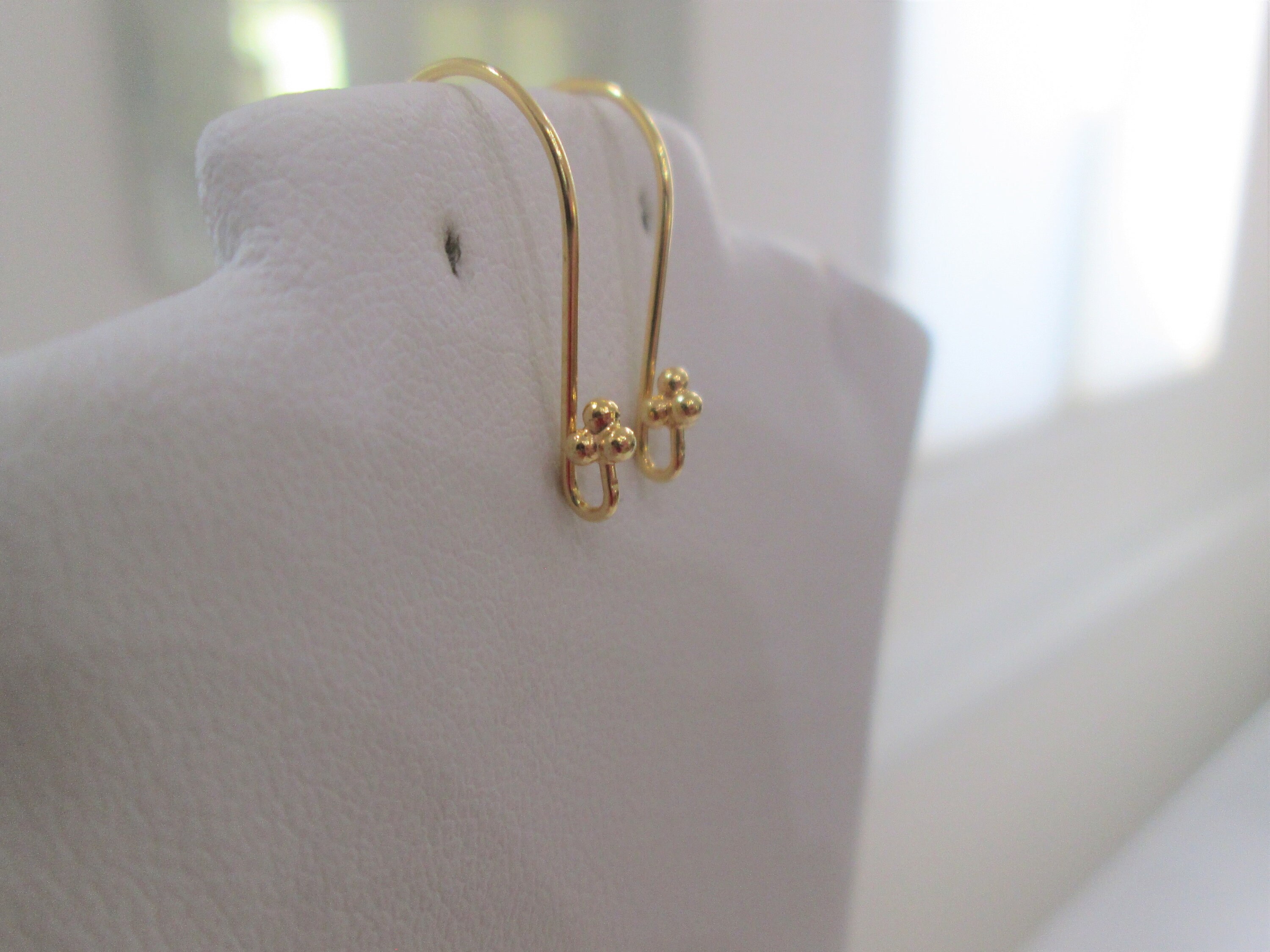 VERMEIL EARWIRES !!  Gold French Style Earwires ~ One Pair ~ 22 Karat Gold Over Sterling Silver Ear Wires ~ 20 mm ~  DIY Jewelry Supplies