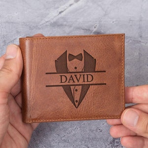 Cartera de cuero, regalo para chef, cocinero, padre, esposo, pareja, novio, regalo de aniversario con monograma, regalo de San Valentín, regalo corporativo de Navidad a granel