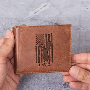 Cartera de cuero para cazar, regalo para marido y padre cazador de ciervos, regalo de San Valentín para entusiastas de las aves acuáticas, regalo de caza de ciervos para pescadores, regalo a granel