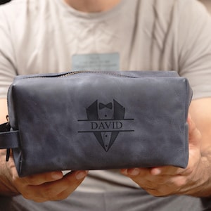 Dopp Kit Valentines Gift For Lawyer, Monogrammed Leather Gift for Attorney, Corporate 15th Anniversary Gift, Leather Dopp Kit Birthday Gift