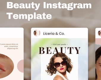 Beauty Instagram Template, Editable Social Media Post Templates, Digital Beauty Designs for Instagram, Beauty Instagram post template