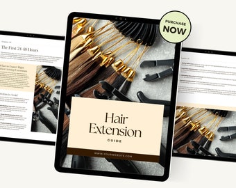 Guia de extensão de cabelo digital, guia de extensão de cabelo passo a passo, extensões de cabelo mestre, presente profissional de salão de beleza, guias de cabelo para impressão