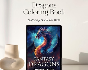 Japanese Dragon Coloring Book for Kids, Digital Dragon Coloring Activity, Fun and Educational Kids Gift, Digital coloring book