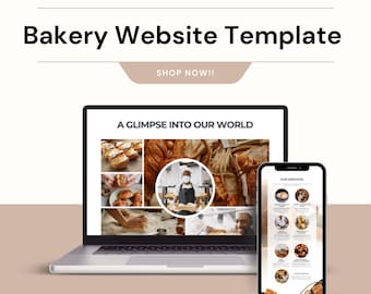 Bakery Website Template, Elegant and Easy-to-Edit Web Templates for Bakery Business, Perfect New Business Gift, Bakery Website, Templates