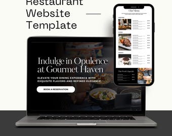 Restaurant Website Template, modern digital website templates for restaurant owners, sleek design, perfect gift for chefs & restaurateurs