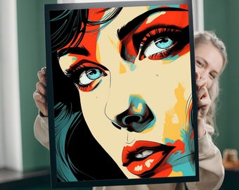 Beautiful Woman Face Digital Wall Art, Modern Printable Wall Decor, Elegant Beauty Woman Art for Bedroom, Special Gift, Digital wall art