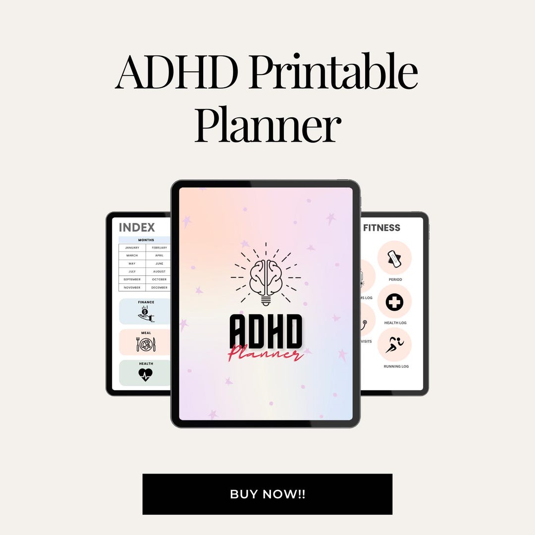 Digital ADHD Printable Planner, Customizable Daily Organizer, Effective ...
