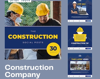 CONSTRUCTION Social Media Posts Template, Editable IG Content for Builders, Boost Engagement, Marketing Tool, Editable Instagram posts