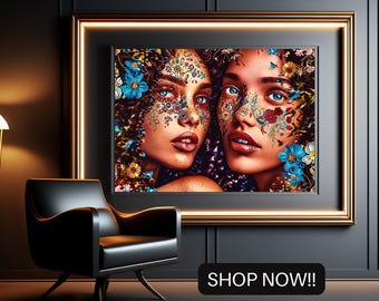 Beauty Girls Face Wall Art, Modern Digital Wall Art, Adorable Wall Decor for Girls, Special Holiday Gift. wall art, wall art printable