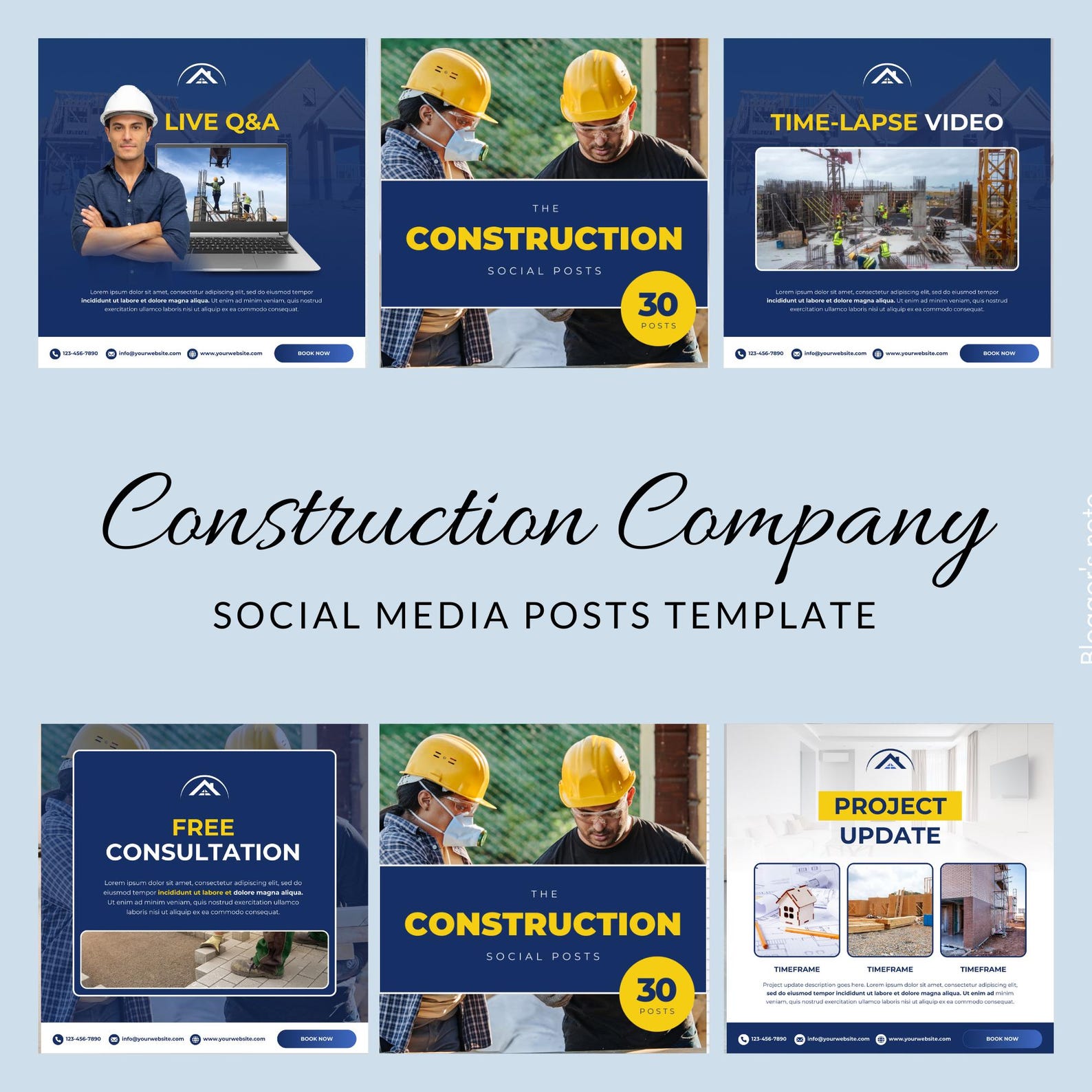CONSTRUCTION Social Media Posts Template, Editable IG Content for ...