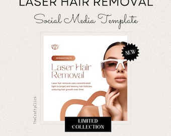 Laser Hair Removal Social Media Posts, Customizable Templates for Salon Marketing, Beauty Business Essentials, social media template posts