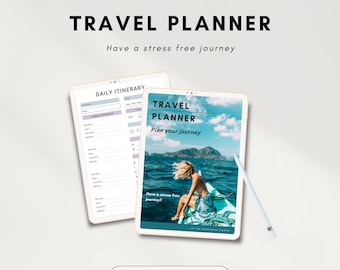 Digital Travel Planner Printable, Vacation Itinerary Planner, Customizable Planners Travel Gift, Printable planner, vacation planner
