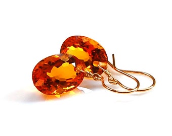 Citrine oval cut solitaire earrings