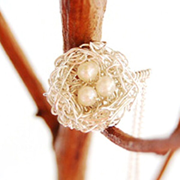 Birds Nest Fern Leather Necklace, Gold main image 1