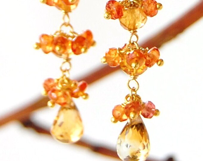Orange Sapphire Earrings Citrine Earrings Sapphire Earrings Etsy