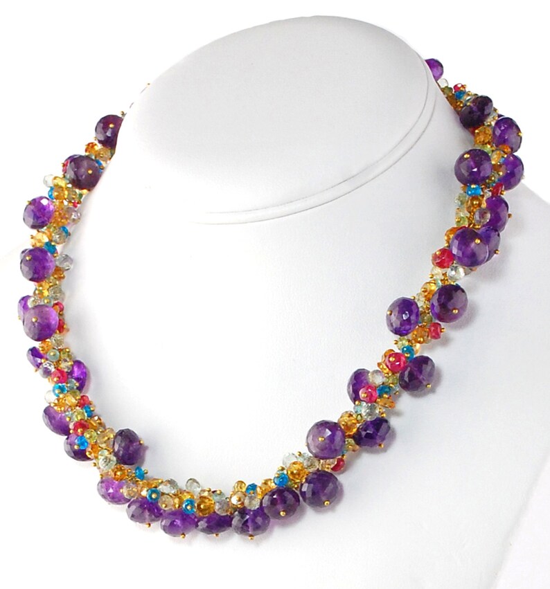 Amethyst Necklace With Multigemstone Accents Etsy