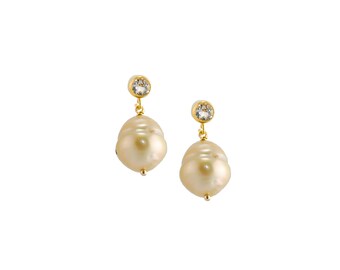 Saltwater pearl and white topaz earrings