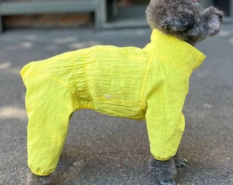 Dog Dust Suit "Cloud" – Lightweight, Full Body, 100% Cotton Protective Clothing forSpring and Summer Adventures Yellow