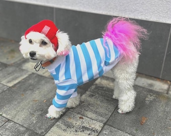 Vestito di Halloween per cani di Mr. Smee: berretto rosso e maglietta a righe per cani di piccola taglia