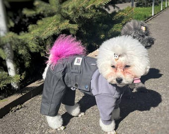 Cotton Dog Pants – Adjustable Overalls for Dogs Gray