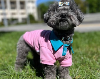 Dog Polo Shirt – Stylish Cotton Pet T-Shirt with Button Closure Pink