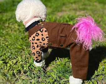 Cotton Dog Pants – Adjustable Overalls for Dogs Brown