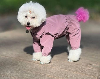 Girls' Dog Raincoat Jumpsuit for Spring with Closed Belly and Stylish Ruffles