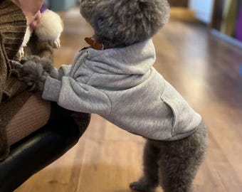 Cozy Peach-Effect Dog Spring Hoodie for Small and Medium Dogs Grey