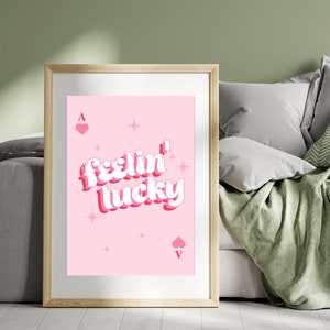 Feelin' lucky Feeling Lucky Ace of Hearts Poster - Descarga digital - Dorm Decor Estética Impresión rosa Preppy Y2K Cartel Retro Pop Wall Art