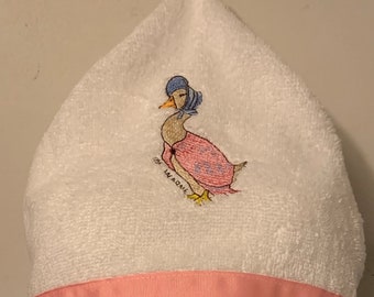 Jemima Puddle Duck Hooded Bath Towel - bath, pool, beach - Size NB-3 only- no personalization