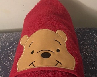 Pooh Bear "Peek A Boo" Hooded Towel - Sizes NB-3 and 4+. personalized, bath/pool/beach