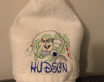 Buzz "Peeker" Hooded Towel - size 4+ ONLY- bath, pool, beach - personalized