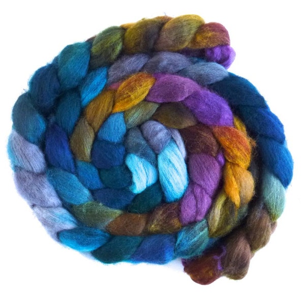 Second Quality Braids: Falkland Wool Roving - Hand Dyed Spinning or Felting Fiber Fiber, Set 7, 4 ounces