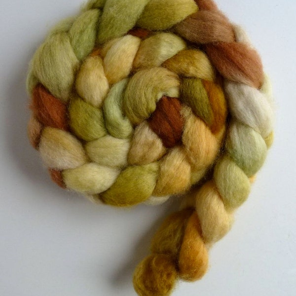 BFL Wool Roving - Hand Painted Spinning or Felting Fiber, Straw Bales