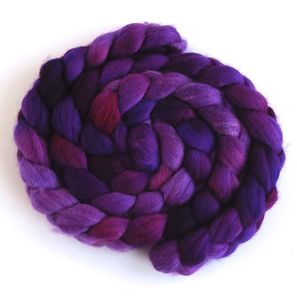 Corriedale Wool Roving - Hand Dyed Spinning and Felting Fiber, Violet Heat