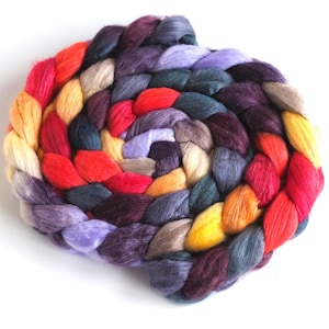 American Merino/ Cultivated Silk Roving (Top) - Handpainted Spinning or Felting Fiber, Begin Again
