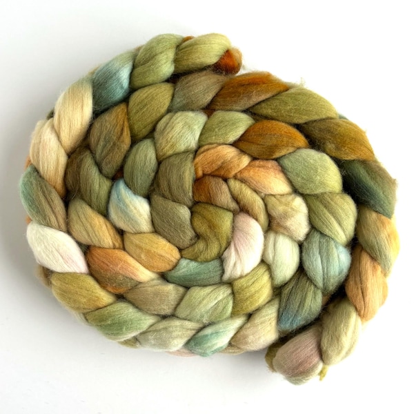 Rambouillet Wool Hand Spinner's Roving - Hand Painted Colorway, Mist