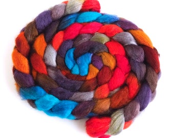 BFL Wool Hand-Spinners Roving, 4 ounces, Zinnias During Dusk