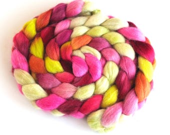 Corriedale Wool Roving - Hand Dyed Spinning and Felting Fiber, Dragon Fruit