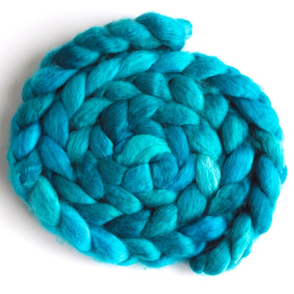 BFL Wool Hand-Spinners Roving, Spinning or Felting Fiber, Aqua Start, 4 ounces