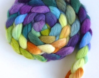 Corriedale Wool Roving - Hand Painted Spinning or Felting Fiber, Homestead Purple