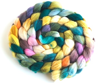 Superwash Merino/Nylon Roving - Handpainted Spinning Fiber, Muted Reflections