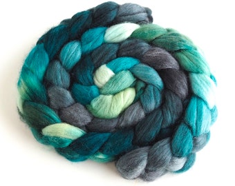 Corriedale Wool Roving - Hand Dyed Spinning and Felting Fiber, Shadows and Conifers