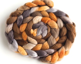 Organic Merino Wool, Hand Spinning Roving - Hand Dyed, Hand-Painted, Humble Charm