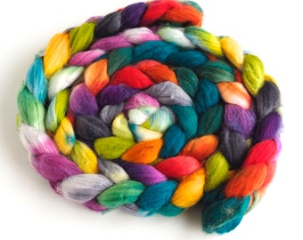 Superwash Merino/Nylon Roving - Handpainted Spinning Fiber, Tropical Harmony